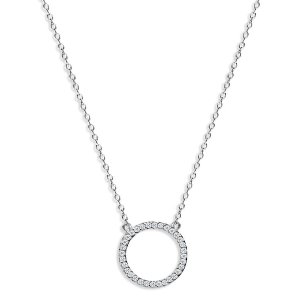 Silver Kingsbury Halo Necklace with Cubic Zirconia - Lulu B Jewellery