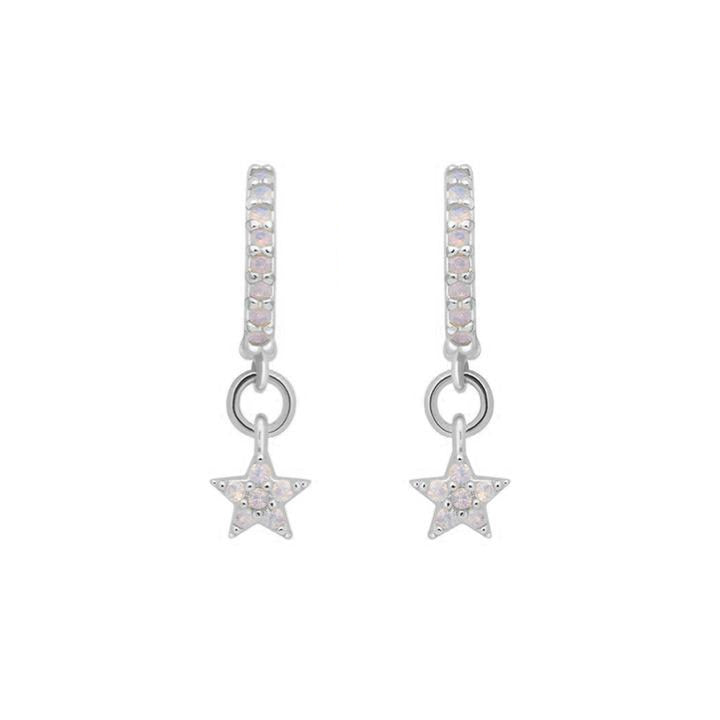 Silver Star Huggie Hoops with Cubic Zirconia - Lulu B Jewellery