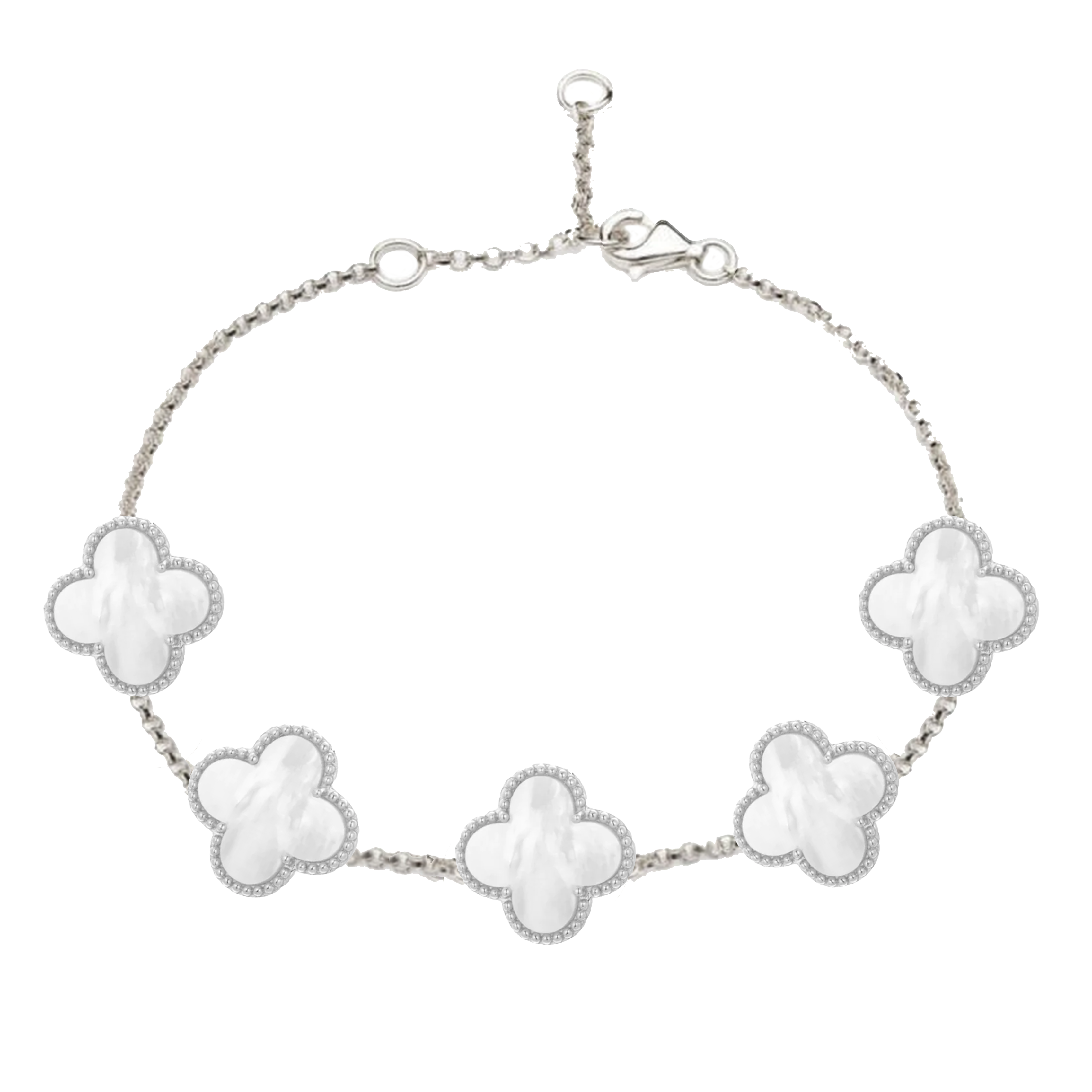 Clover Chain Bracelet with Mother of Pearl (Silver)