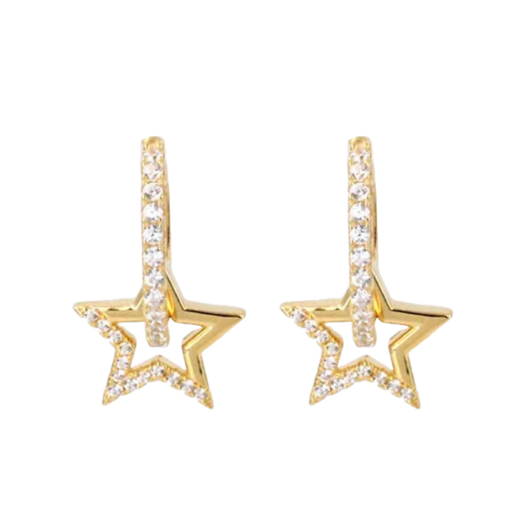 Gold Star Hoops with Cubic Zirconia - Lulu B Jewellery