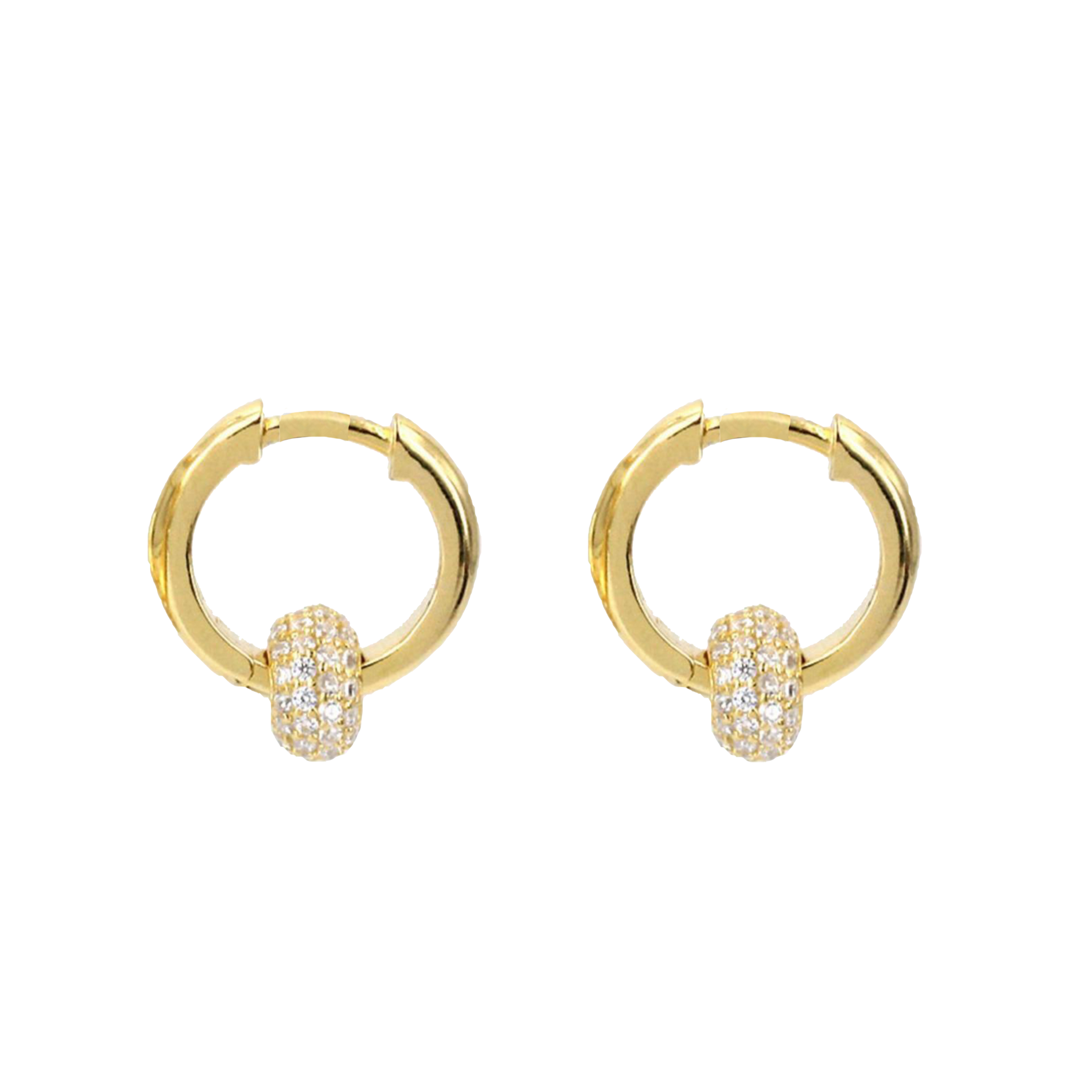 Pavé Ball Gold Hoop Earrings with Cubic Zirconia