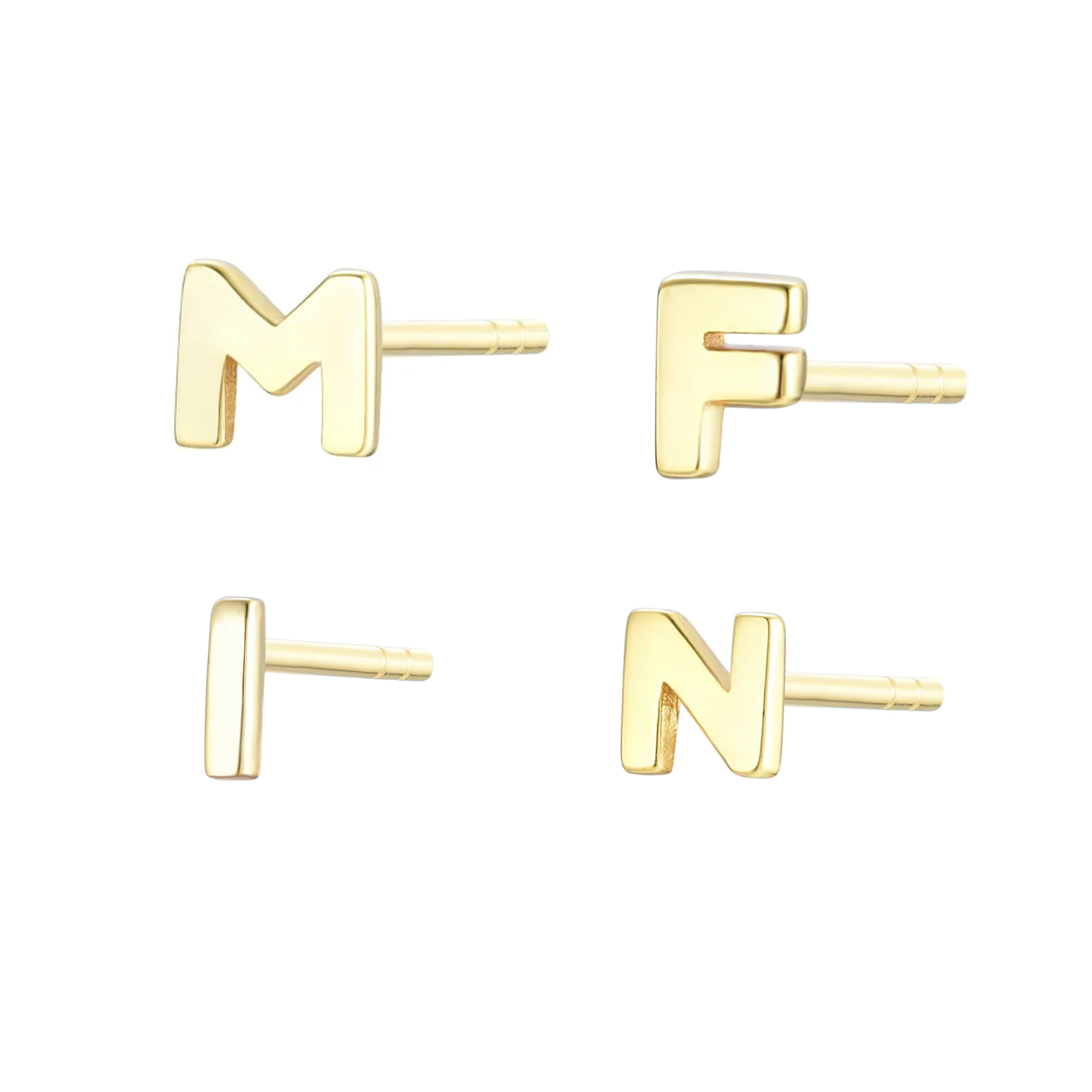 Initial Mini Stud Gold Earring (Sold Individually)